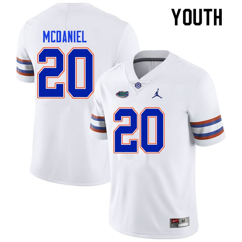 NCAA Florida Gators Mordecai McDaniel Youth #20 Nike White Stitched Authentic College Football Jersey KTJ7464GO